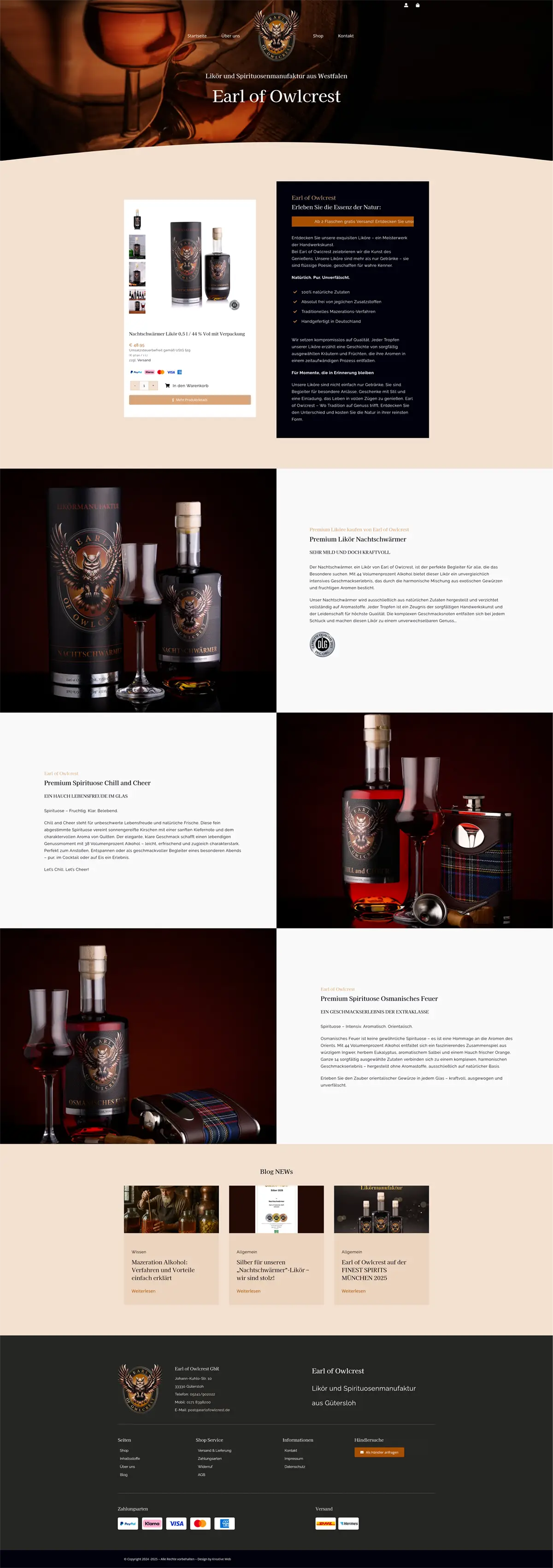 Earl of Owlcrest - Likörmanufaktur Earl of Owelcrest Stratseite